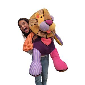 Britto by enesco Leonardo lion giant stuffy corduroy patchwork rainbow stuffy